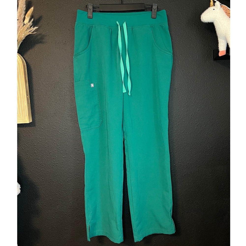 FIGS Kade Scrub Pants Green Teal Small Petite S/P Medical Straight Leg